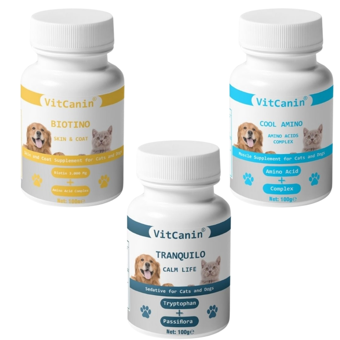Vitcanin Kedi, Köpek, Biotino, Tranquilo , Amino, Biotin, Sakinleştirici, Asit, Kas Geliştirici
